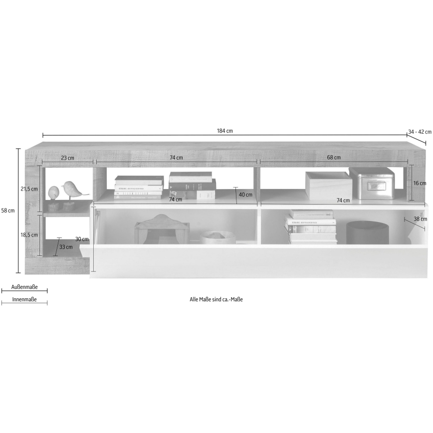 Televízny stolík LENOR biely/hnedý