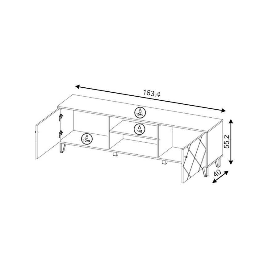 Televízny stolík SULA dub artisan/biela