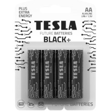 Tesla Batteries - 4 ks Alkalická batéria AA BLACK+ 1,5V