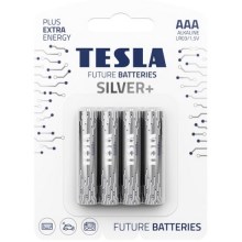 Tesla Batteries - 4 ks Alkalická batéria AAA SILVER+ 1,5V