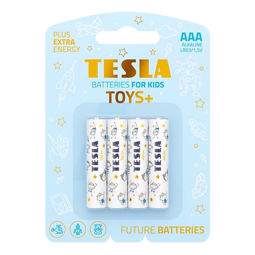 Tesla Batteries - 4 ks Alkalická batéria AAA TOYS+ 1,5V 1300 mAh