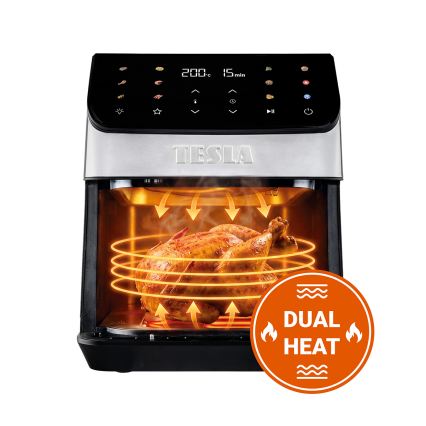 TESLA Electronics AirCook - Teplovzdušná fritéza 6,5 l 2100W/230V matný chróm/čierna
