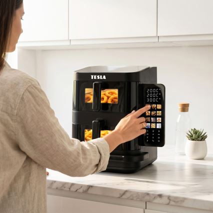 TESLA Electronics AirCook - Trojzónová teplovzdušná fritéza 14,5 l 2800W/230V čierna
