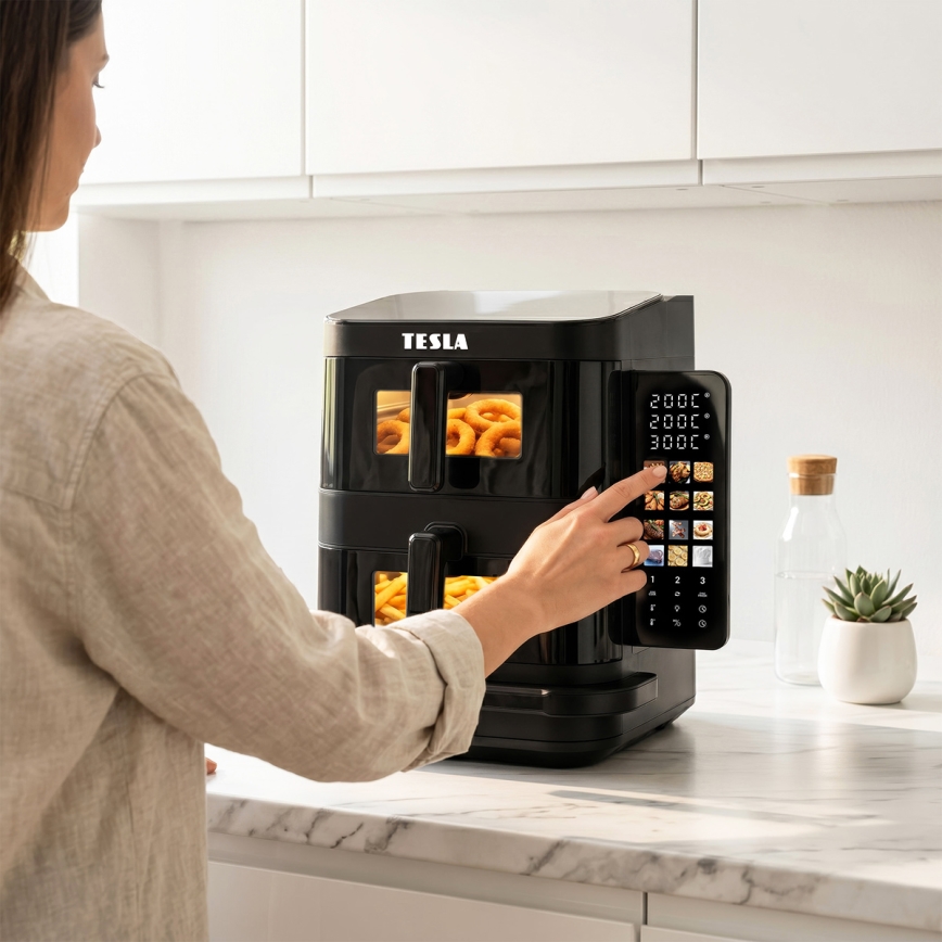 TESLA Electronics AirCook - Trojzónová teplovzdušná fritéza 14,5 l 2800W/230V čierna