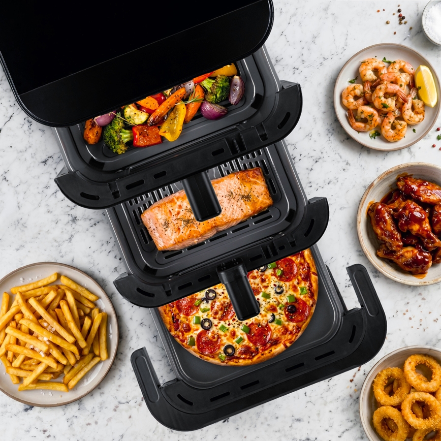 TESLA Electronics AirCook - Trojzónová teplovzdušná fritéza 14,5 l 2800W/230V čierna