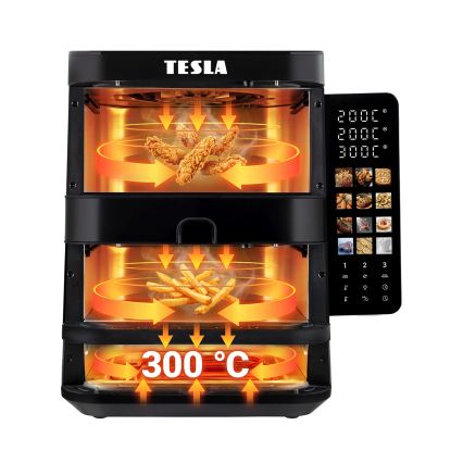 TESLA Electronics AirCook - Trojzónová teplovzdušná fritéza 14,5 l 2800W/230V čierna