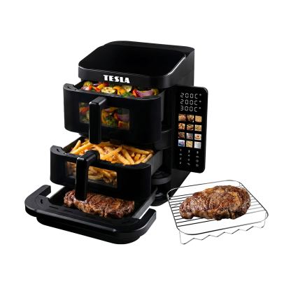 TESLA Electronics AirCook - Trojzónová teplovzdušná fritéza 14,5 l 2800W/230V čierna