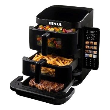 TESLA Electronics AirCook - Trojzónová teplovzdušná fritéza 14,5 l 2800W/230V čierna