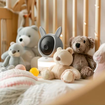 TESLA Electronics Bambino - Inteligentná detská chôvička 4 MP, 2560p, 5V, Wi-Fi, Tuya, sivá/biela
