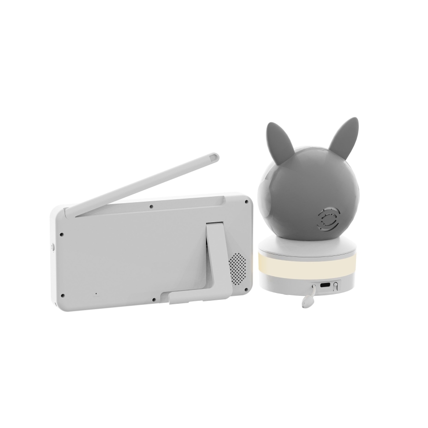 TESLA Electronics Bambino - Inteligentná detská chôvička s monitorom, 4 MP (2560p), 5 V, 5000 mAh, Wi-Fi, Tuya, sivá/biela