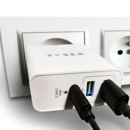 TESLA Electronics - Nabíjací adaptér USB-C 3v1 65W biela