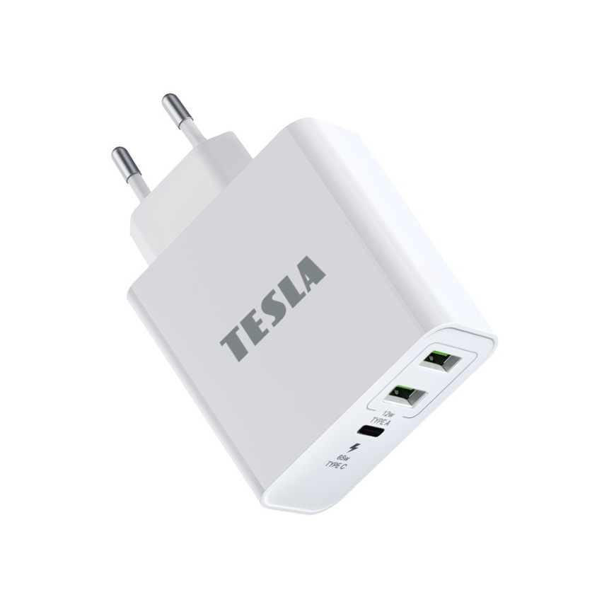 TESLA Electronics - Nabíjací adaptér USB-C 3v1 65W biela