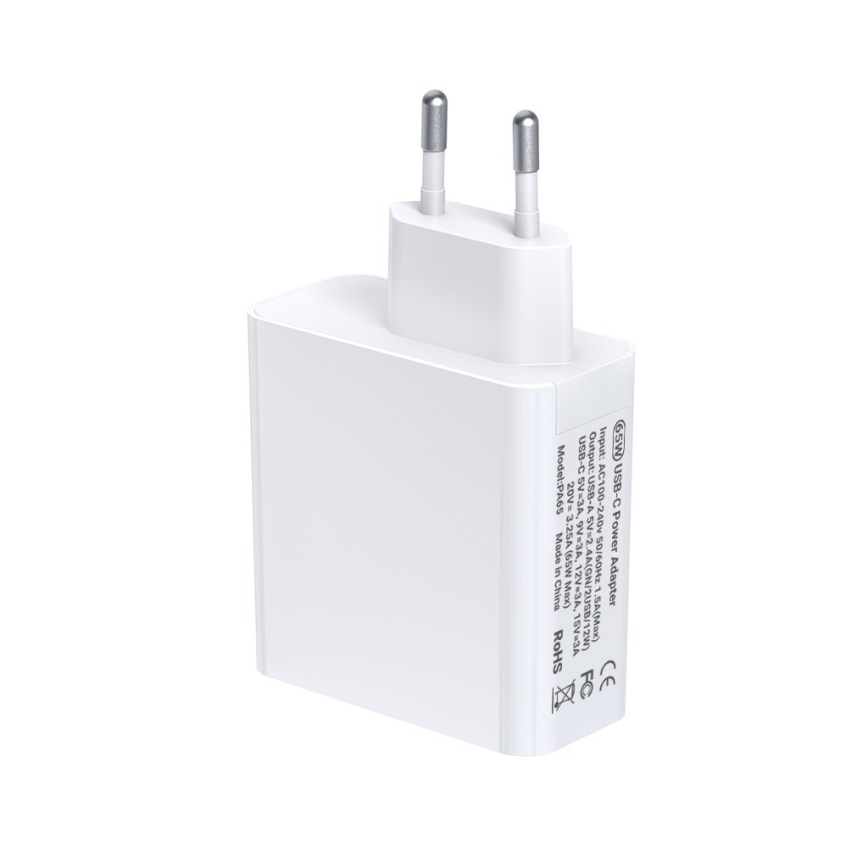 TESLA Electronics - Nabíjací adaptér USB-C 3v1 65W biela