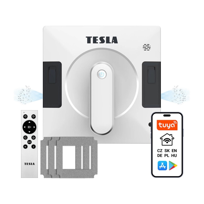TESLA Electronics RoboStar - Inteligentný čistič okien s duálnym rozprašovaním vody 72W/230V/500 mAh Wi-Fi + diaľkové ovládanie