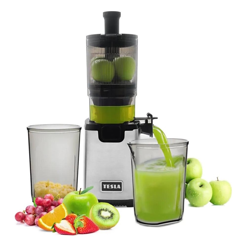 TESLA Electronics SlowJuicer Deluxe - Nízkootáčkový šnekový odšťavňovač 250W/230V nerez/čierna
