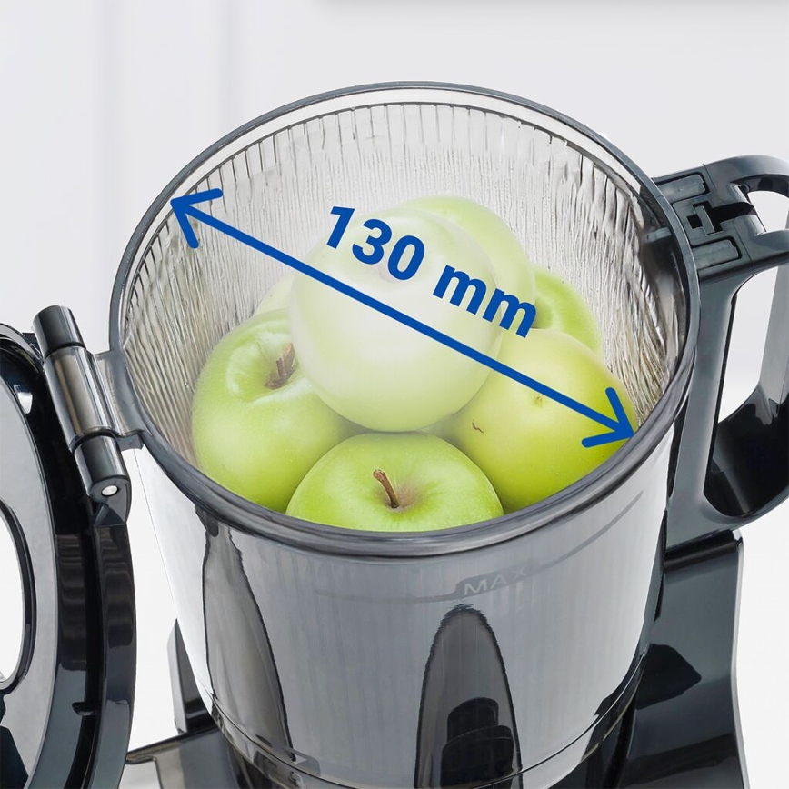 TESLA Electronics SlowJuicer Deluxe - Nízkootáčkový šnekový odšťavňovač 250W/230V nerez/čierna