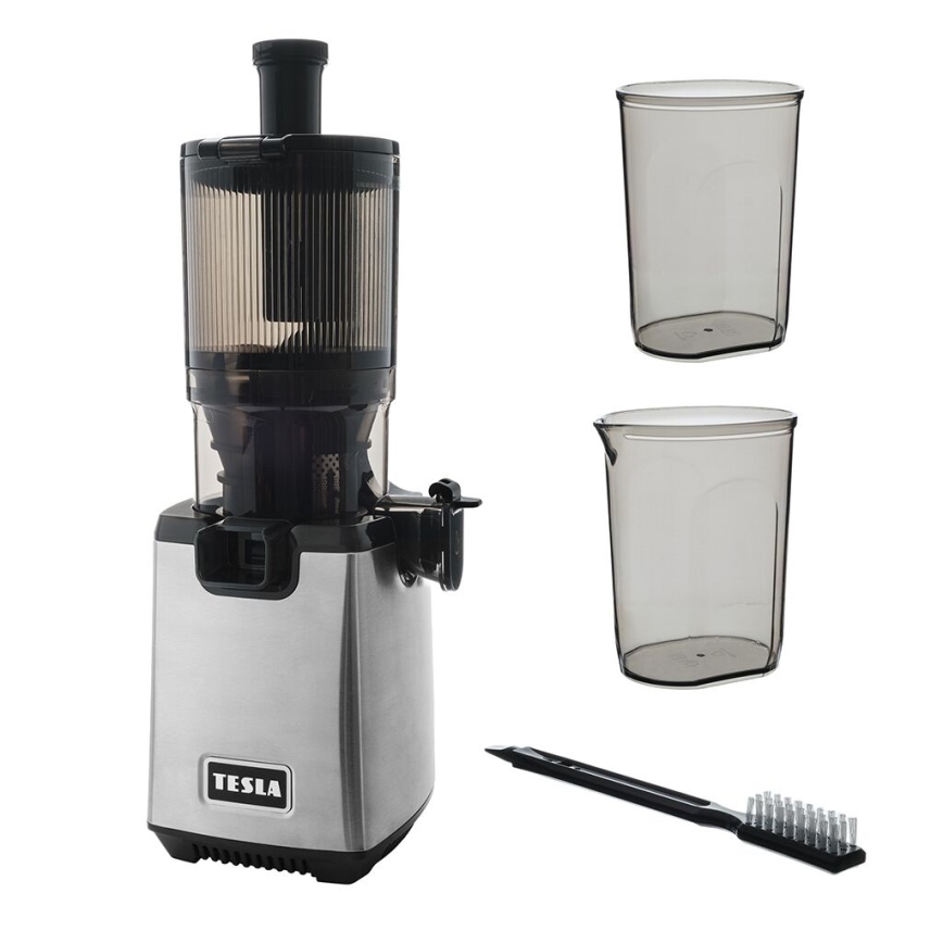 TESLA Electronics SlowJuicer Deluxe - Nízkootáčkový šnekový odšťavňovač 250W/230V nerez/čierna
