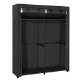 Textilná úložná skriňa s policami a vešiakovou tyčou MATIS 140x174 cm čierna