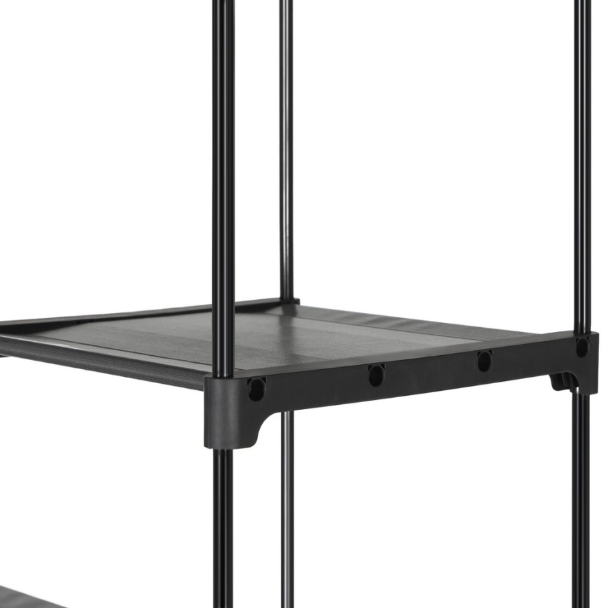 Textilná úložná skriňa s policami a vešiakovou tyčou MATIS 140x174 cm čierna