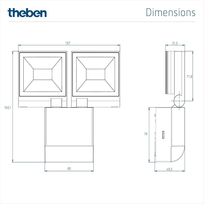 theben - LED Nástenný reflektor 2xLED/10W/230V biela IP55