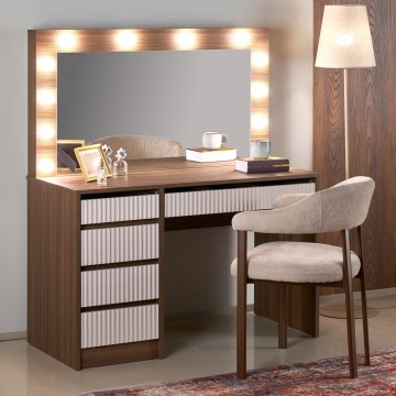 Toaletný stolík AMORIO kašmír/orechový dekor