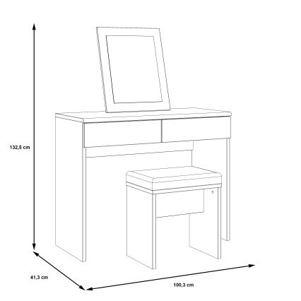 Toaletný stolík ERO + taburet hnedá/čierna