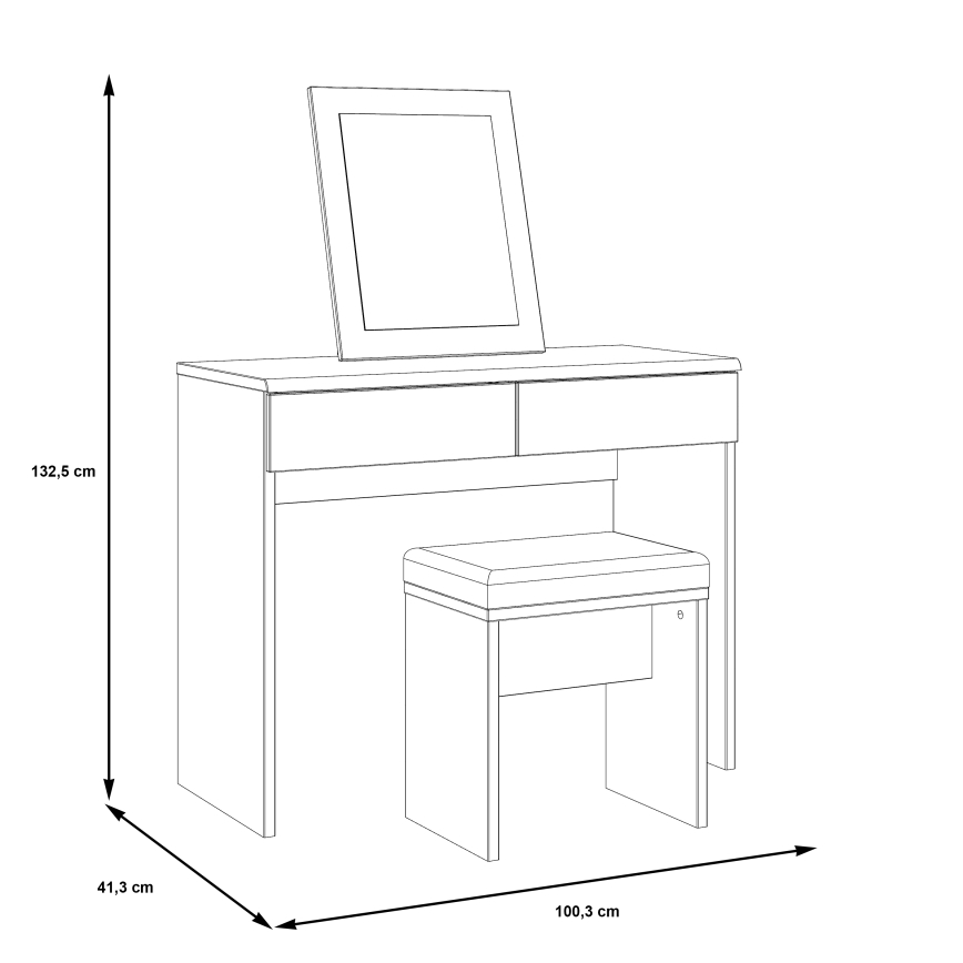 Toaletný stolík ERO + taburet hnedá/čierna