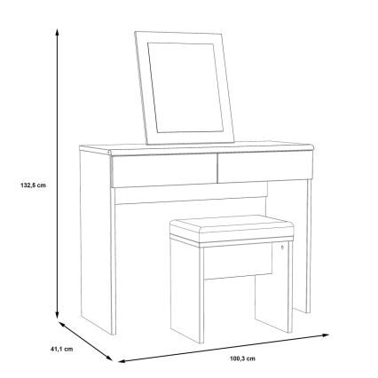 Toaletný stolík JUNO + taburet 45x29,6 cm hnedá/čierna