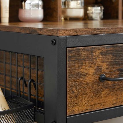 Toaletný stolík s taburetom 28,6x42 cm FLORA hnedá/čierna