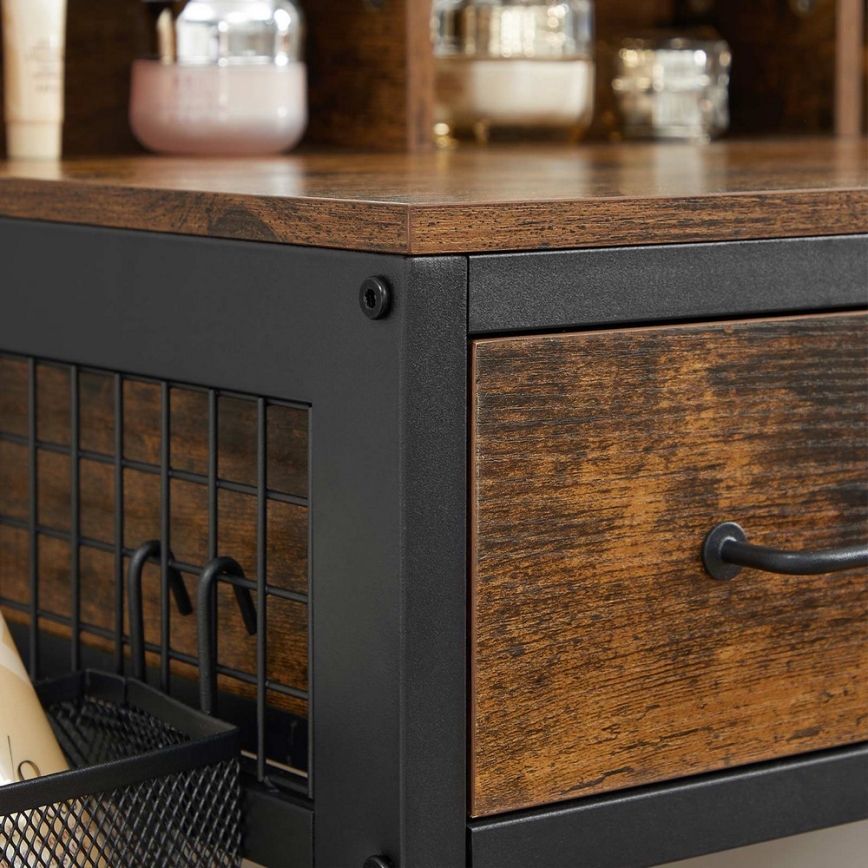 Toaletný stolík s taburetom 28,6x42 cm FLORA hnedá/čierna