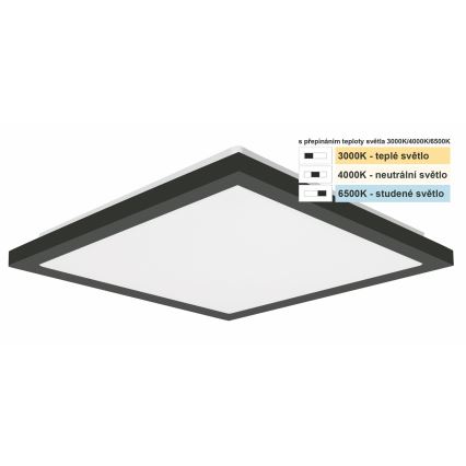 Top Light - LED Kúpeľňové stropné svietidlo ONYX LED/10W/230V IP44 3000/4000/6500K 28x28 cm čierna