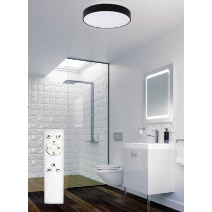 Top Light - LED Stmievateľné kúpeľňové stropné svietidlo PETAL LED/48W/230V IP44 3000-6500K pr. 48 cm čierna + diaľkové ovládanie