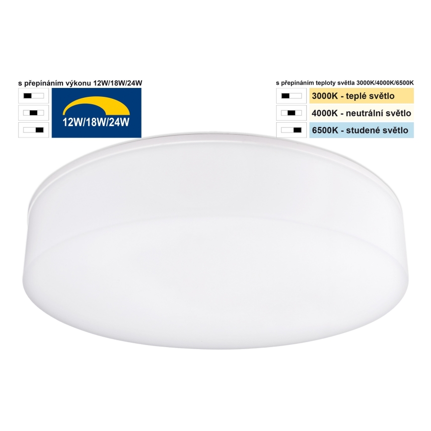 Top Light - LED Stmievateľné kúpeľňové stropné svietidlo BOXTER LED/12/18/24W/230V IP54 3000/4000/6500K pr. 28 cm