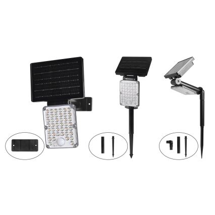 Top Light - LED solárne svietidlo so senzorom 3v1 ZENITH LED/10W/3,7V 3000/4000/6500K IP54 2400 mAh