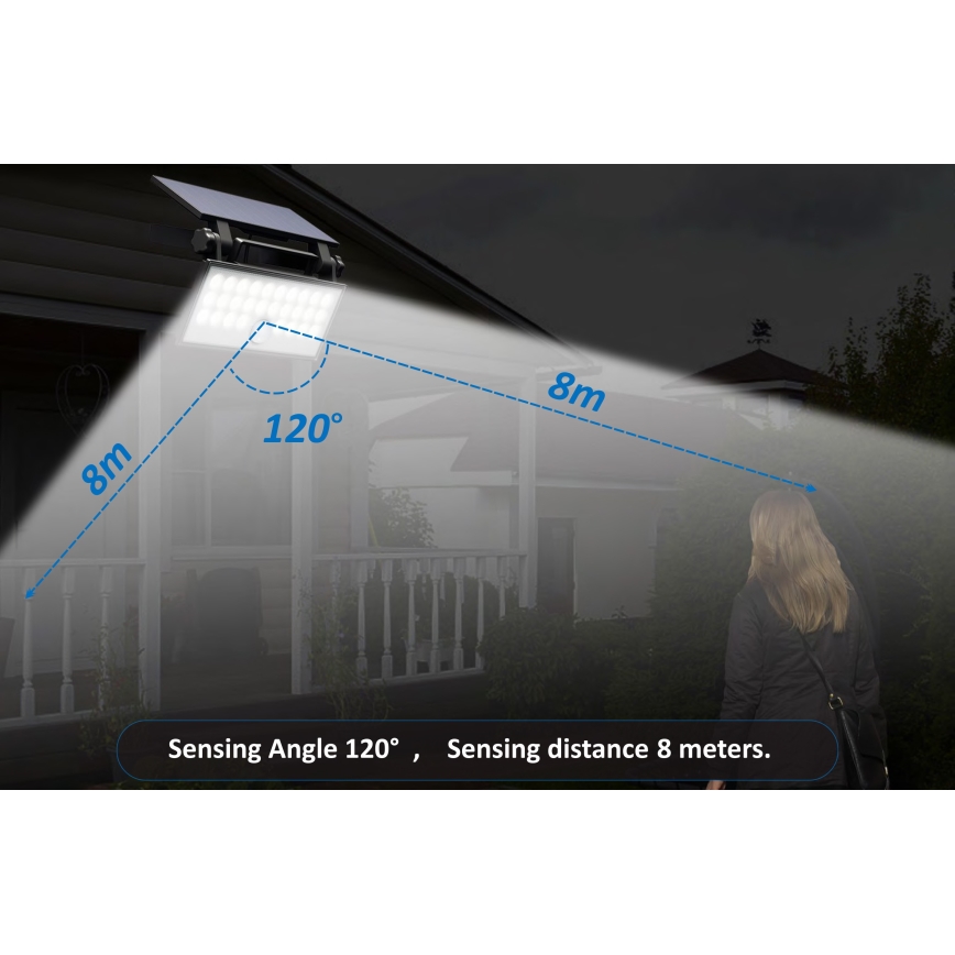 Top Light - LED Solárny nástenný reflektor so senzorom HELEON PRO LED/8W/3,7V IP65 4000K 2600 mAh
