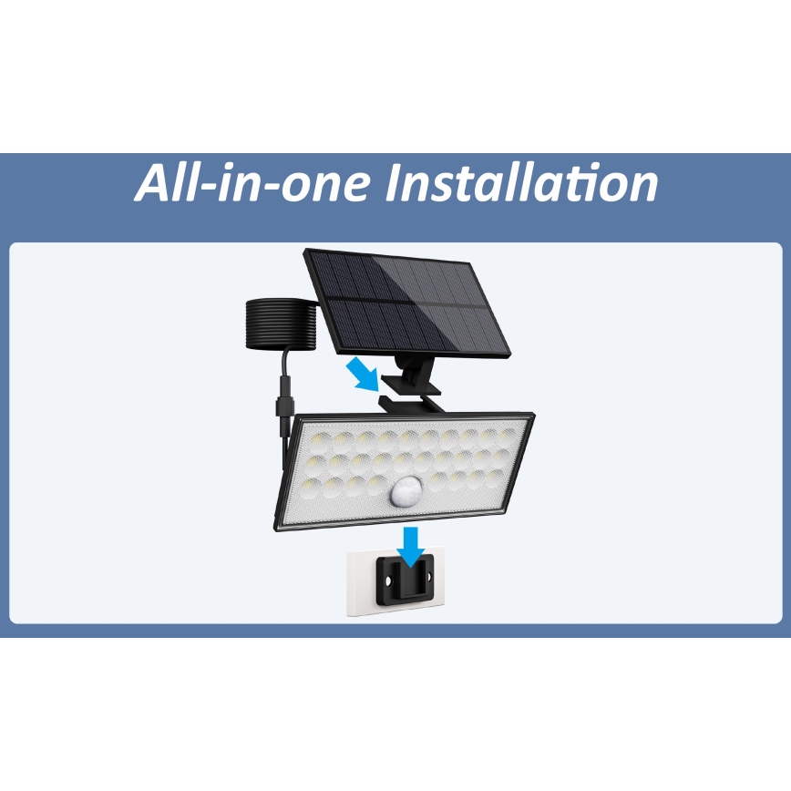 Top Light - LED Solárny nástenný reflektor so senzorom HELEON VARIO LED/8W/3,7V IP65 4000K 2200 mAh + diaľkové ovládanie