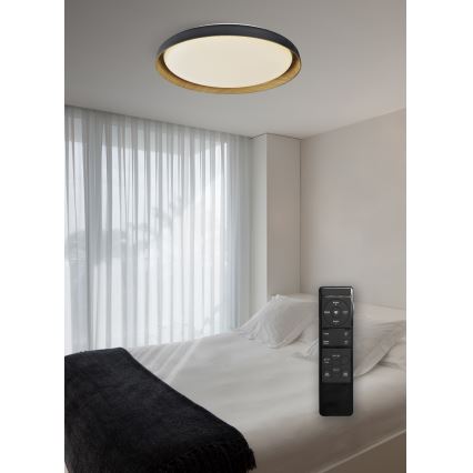 Top Light - LED Stmievateľné stropné svietidlo SATELLITE LED/48W/230V 3000-6500K pr. 53 cm čierna/hnedá + diaľkové ovládanie