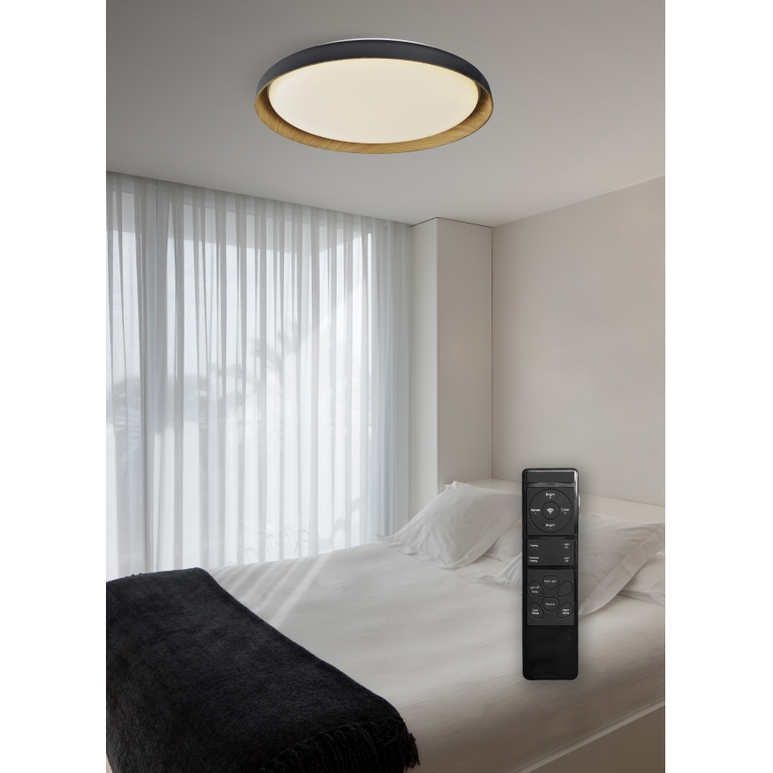Top Light - LED Stmievateľné stropné svietidlo SATELLITE LED/48W/230V 3000-6500K pr. 53 cm čierna/hnedá + diaľkové ovládanie