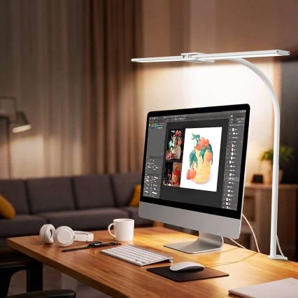 Top Light - LED stmievateľná stolná lampa s klipom LYRA LED/18W/230V 3000-6500K biela