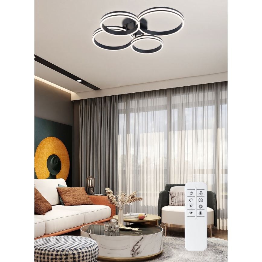 Top Light - LED Stmievateľný prisadený luster OLYMP LED/65W/230V guľatý čierna + diaľkové ovládanie