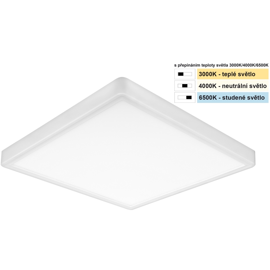 Top Light - LED Stropné svietidlo REVIT LED/24W/230V 3000/4000/6500K 30x30 cm biela