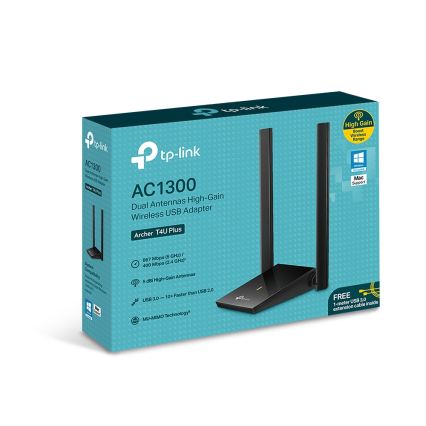 TP-Link - Bezdrôtový USB sieťový adaptér s anténami a vysokým ziskom Archer T4U Plus Wi-Fi