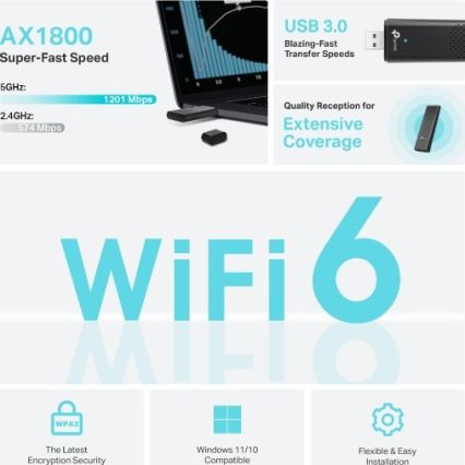 TP-Link - Dvojpásmový bezdrôtový USB adaptér s Wi-Fi 6 Archer TX20U