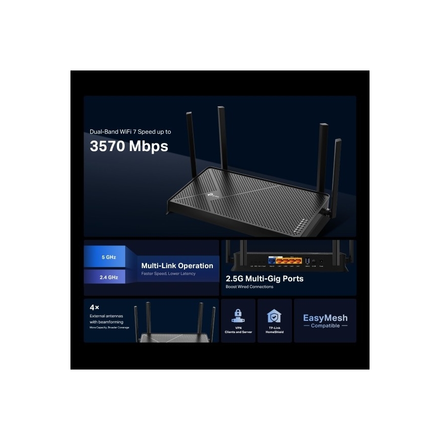 TP-Link - Dvojpásmový Wi-Fi 7 router Archer BE230
