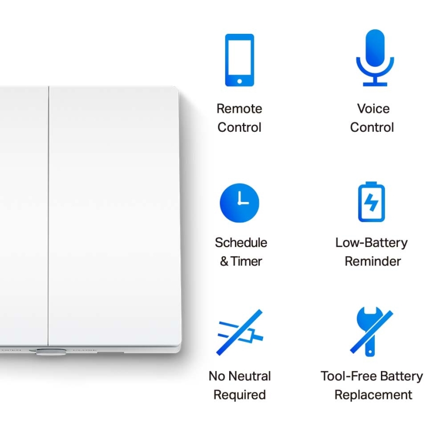 TP-Link - Inteligentný dvojtlačidlový svetelný vypínač 2xAAA Wi-Fi