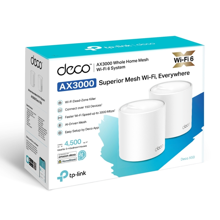 TP-Link - Sada 2x Wi-Fi 6 mesh systém pre celú domácnosť Deco X50