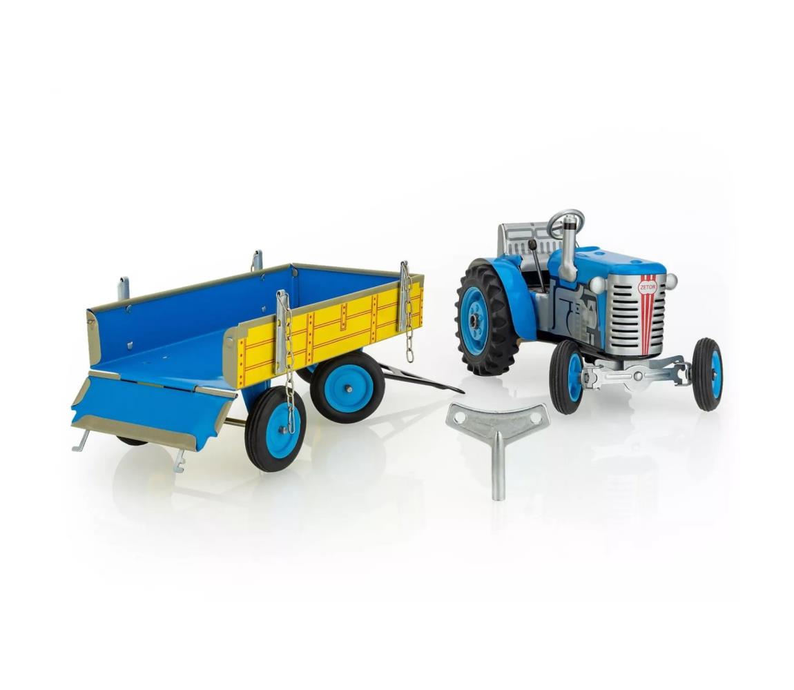 Traktor s valníkom na kľúčik KOVAP modrá/žltá 95002395
