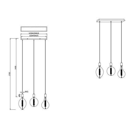 Trio - LED Stmievateľný luster na lanku GINSTER 3xE27/8W/230V