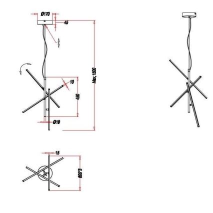 Trio - LED Stmievateľný luster na lanku TIRIAC 3xLED/7,5W/230V