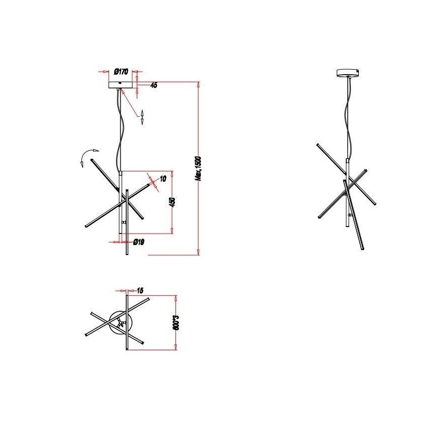 Trio - LED Stmievateľný luster na lanku TIRIAC 3xLED/7,5W/230V